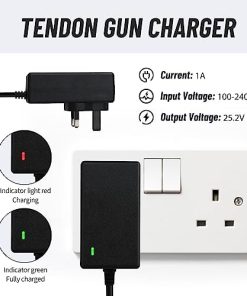Universal Massage Gun Charger Adapter Replacement - 25.2V 1A Electric Massagers Battery Charger Cable with LED Indicator, Wide Voltage Adaptability