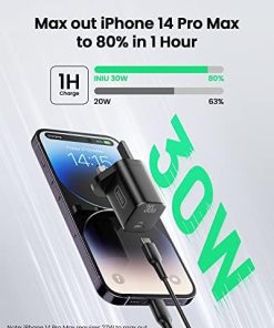 USB C Plug, INIU 30W USB C Charger PD 3.0 Charging Power Adapter Type C Fast Wall Mobile Phone Mains Charger, UK USB-C Adaptor for iPhone 14 Pro Max