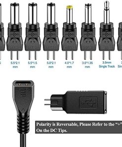 30W Reverse Polarity Universal AC Adapter Multi Voltage DC Power Supply, with 9pcs Adaptor Tips, Compatible with 3V to 12V Household Electronics