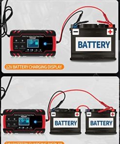 12V/24V 8Amp Car Battery Charger, Automatic Smart Battery Charger with Temperature Compensation, Intelligent Charges
