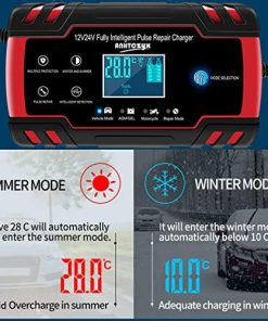 12V/24V 8Amp Car Battery Charger, Automatic Smart Battery Charger with Temperature Compensation, Intelligent Charges