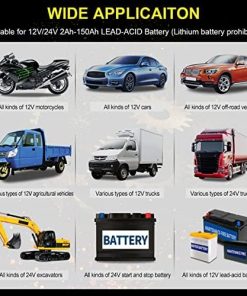 12V/24V 8Amp Car Battery Charger, Automatic Smart Battery Charger with Temperature Compensation, Intelligent Charges