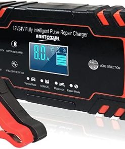 PROFIKLA 12V/24V 8A Car Battery Charger, Intelligent Charges, Repairs, Maintains Lead Acid Batteries