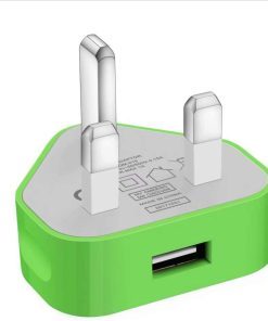 AMGO USB Compact UK Mains Charger for Mobile Phones iPhone/Samsung Galaxy Green