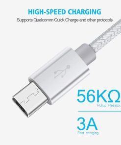 AMGO [3Pack 1m+2m+3m] High Speed Strong Nylon Braided Tangle-Free 3.1A Micro USB Data Charge Cable for Samsung, HTC, Nokia, Sony, Kindle, PS3, Speaker, Power bank and More Micro USB Devices (White)