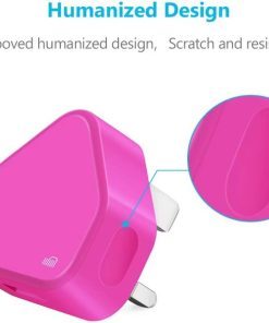 USB Compact Universal UK Mains Charger 1000 mAh CE Approved Adapter Cable Compatible with Mobile Phones iPhone 5 6 7 8 X iPod/Samsung Galaxy S2 S5 S6 S7 S8 S9/Smart phones / Media devices (Hot Pink)