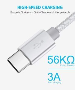 AMGO [3Pack 1m+2m+3m] 3.1A High Speed strong Nylon Braided USB C 3.1 Type-C Data Sync Charging Reversible Charge Cable for mobile phones, Nintendo Switch all Type-C Devices (White)