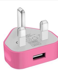 AMGO USB Compact UK Mains Charger 1000 mAh Baby Pink
