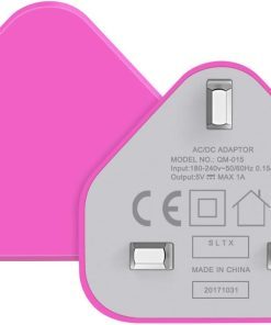 3 Pin Plug USB Mains Charger Adapter, 1AMP 1000mAh Fast Speed Universal Travel USB Wall Charger for iPhone,iPad, iPod and Samsung Galaxy Tab, HTC, Tablet & USB Socket Devices (HOT Pink)
