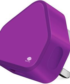 3 Pin USB Mains Charger Adapter, 1AMP Speed Universal Travel USB Wall Charger for iPhone,iPad, iPod and Samsung Galaxy, HTC, Tablet & USB Socket Devices (Purple)