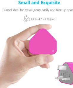 USB Compact Universal UK Mains Charger 1000 mAh CE Approved Adapter Cable Compatible with Mobile Phones iPhone 5 6 7 8 X iPod/Samsung Galaxy S2 S5 S6 S7 S8 S9/Smart phones / Media devices (Hot Pink)