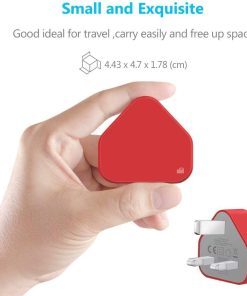 USB Compact Universal UK Mains Charger 1000 mAh CE Approved Adapter Cable Compatible with Mobile Phones iPhone 5 6 7 8 X iPod/Samsung Galaxy S2 3.4 S5 S6 S7 S8 S9/Smart phones /Media devices (Red)