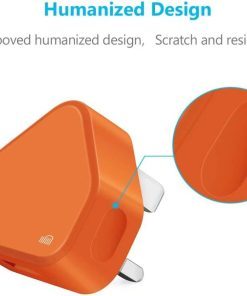 USB Compact Universal UK Mains Charger 1000 mAh CE Approved Adapter Cable Compatible with Mobile Phones iPhone 5 6 7 8 X iPod/Samsung Galaxy S2 3.4 S5 S6 S7 S8 S9/Smart phones /Media devices (Orange)