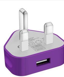 AMGO USB Compact UK Mains Charger 1000 mAh Purple