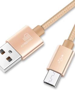 AMGO [3Pack 1m+2m+3m] High Speed Strong Nylon Braided Tangle-Free 3.1A Micro USB Data Charge Cable for Samsung, HTC, Nokia, Sony, Kindle, PS3, Speaker, Power bank and More Micro USB Devices (Gold)