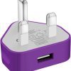 AMGO 3 Pin USB Mains Charger Adapter Purple