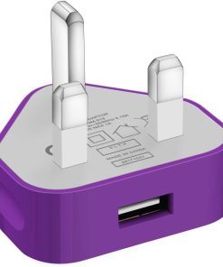 AMGO 3 Pin USB Mains Charger Adapter Purple