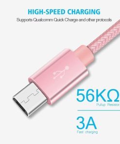AMGO [3Pack 1m+2m+3m] High Speed Strong Nylon Braided Tangle-Free 3.1A Micro USB Data Charge Cable for Samsung, HTC, Nokia, Sony, Kindle,Speaker, Power bank and More Micro USB Devices (Rose Gold)