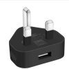AMGO USB Compact UK Mains Charger for Mobile Phones iPhone Samsung Galaxy (Black)