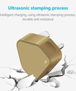 USB Compact Universal UK Mains Charger 1000 mAh CE Approved Adapter Cable Compatible with Mobile Phones iPhone 5 6 7 8 X iPod/Samsung Galaxy S2 3.4 S5 S6 S7 S8 S9/Smart phones /Media devices (Gold)