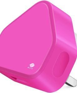 3 Pin Plug USB Mains Charger Adapter, 1AMP 1000mAh Fast Speed Universal Travel USB Wall Charger for iPhone,iPad, iPod and Samsung Galaxy Tab, HTC, Tablet & USB Socket Devices (HOT Pink)