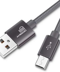 AMGO [3Pack 1m+2m+3m] High Speed Strong Nylon Braided Tangle-Free 3.1A Micro USB Data Charge Cable for Samsung, HTC, Nokia, Sony, Kindle, PS3, Speaker, Power bank and More Micro USB Devices (Grey)
