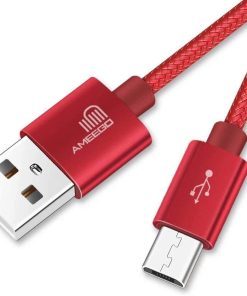 AMGO [3Pack 1m+2m+3m] High Speed Strong Nylon Braided Tangle-Free 3.1A Micro USB Data Charge Cable for Samsung, HTC, Nokia, Sony, Kindle, PS3, Speaker, Power bank and More Micro USB Devices (Red)