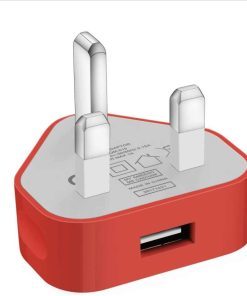 AMGO USB Compact UK Mains Charger 1000mAh Red