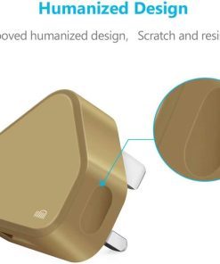 USB Compact Universal UK Mains Charger 1000 mAh CE Approved Adapter Cable Compatible with Mobile Phones iPhone 5 6 7 8 X iPod/Samsung Galaxy S2 3.4 S5 S6 S7 S8 S9/Smart phones /Media devices (Gold)