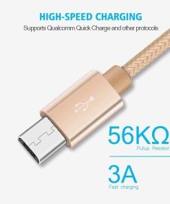 AMGO [3Pack 1m+2m+3m] High Speed Strong Nylon Braided Tangle-Free 3.1A Micro USB Data Charge Cable for Samsung, HTC, Nokia, Sony, Kindle, PS3, Speaker, Power bank and More Micro USB Devices (Gold)