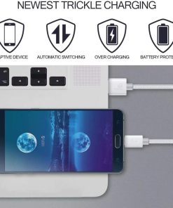 AMGO [3Pack 1m+2m+3m] High Speed Strong Nylon Braided Tangle-Free 3.1A Micro USB Data Charge Cable for Samsung, HTC, Nokia, Sony, Kindle, PS3, Speaker, Power bank and More Micro USB Devices (White)