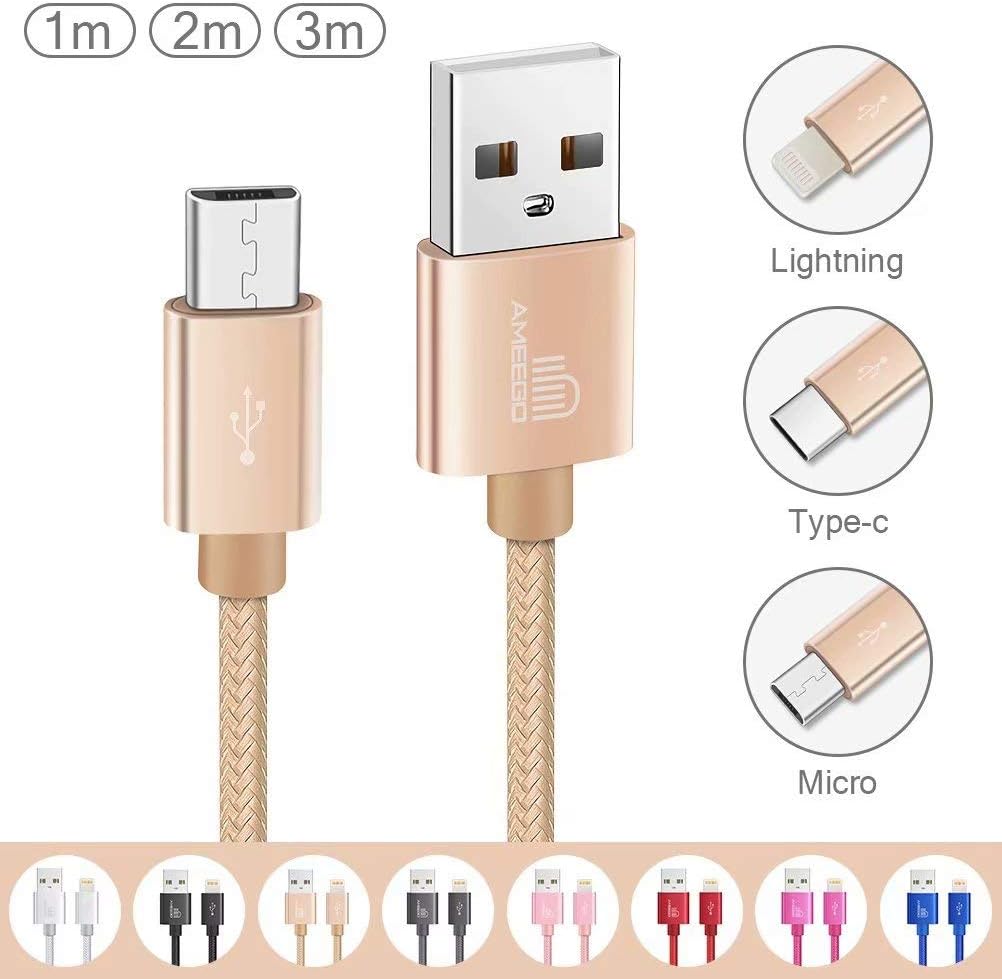 618nkRbtmIL._AC_SL1002_ Ameego High Speed Nylon Braided Micro USB Cable 3-Pack Gold