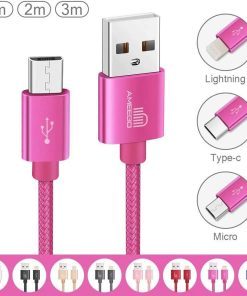 AMGO 3Pack High Speed Nylon Braided Micro USB Data Charge Cable
