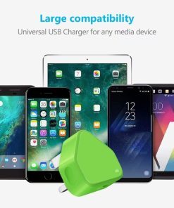 USB Compact Universal UK Mains Charger 1000 mAh CE Approved Adapter Cable Compatible with Mobile Phones iPhone 5 6 7 8 X iPod/Samsung Galaxy S2 3.4 S5 S6 S7 S8 S9/Smart phones /Media devices (Green)