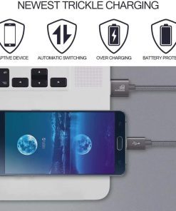 AMGO [3Pack 1m+2m+3m] High Speed Strong Nylon Braided Tangle-Free 3.1A Micro USB Data Charge Cable for Samsung, HTC, Nokia, Sony, Kindle, PS3, Speaker, Power bank and More Micro USB Devices (Grey)