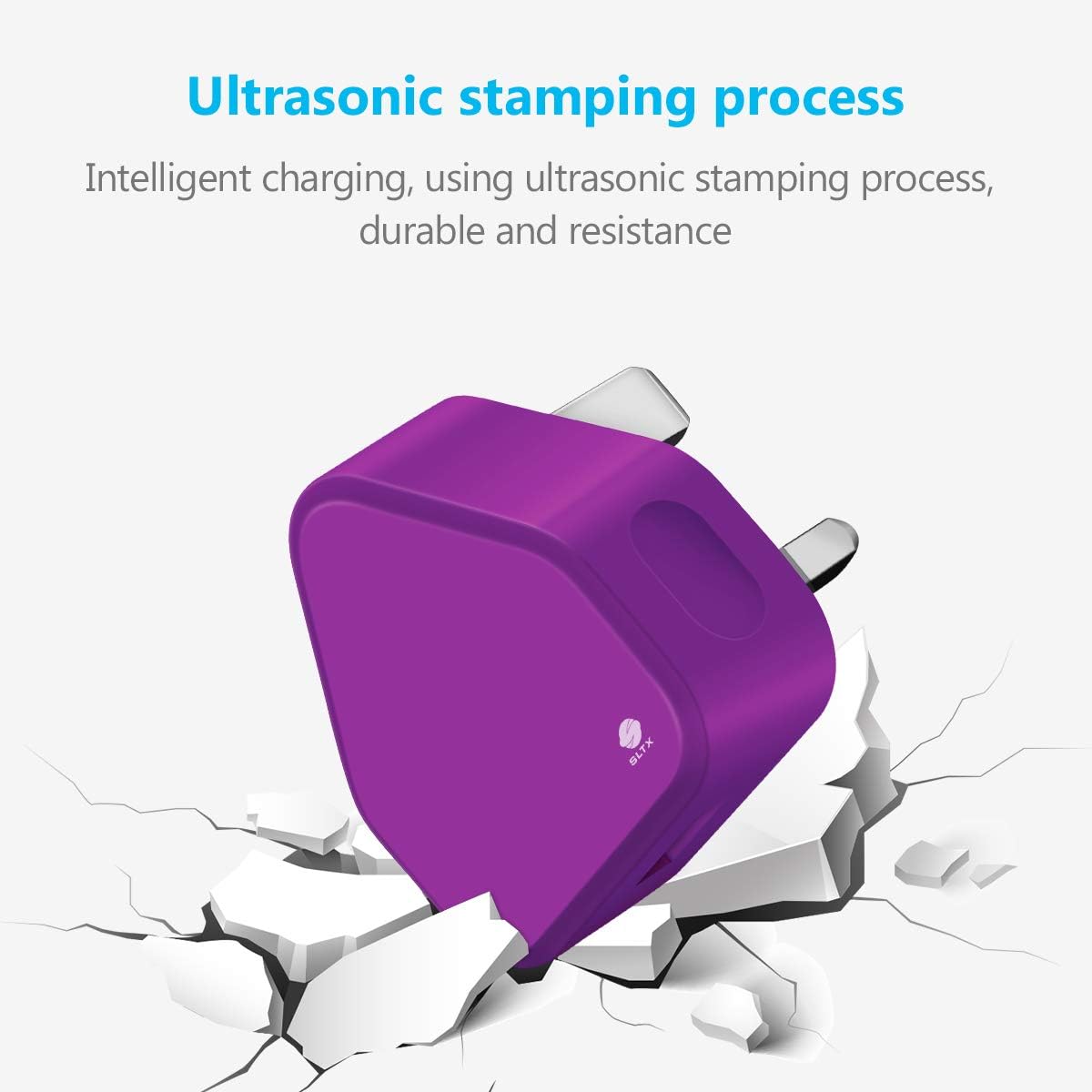 61EnX3hGxuL._AC_SL1200_ 3 Pin USB Mains Charger Adapter, 1AMP Speed Universal Travel USB Wall Charger for iPhone,iPad, iPod and Samsung Galaxy, HTC, Tablet & USB Socket Devices (Purple)