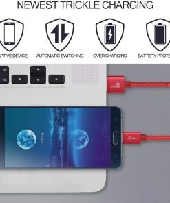 AMGO [3Pack 1m+2m+3m] High Speed Strong Nylon Braided Tangle-Free 3.1A Micro USB Data Charge Cable for Samsung, HTC, Nokia, Sony, Kindle, PS3, Speaker, Power bank and More Micro USB Devices (Red)