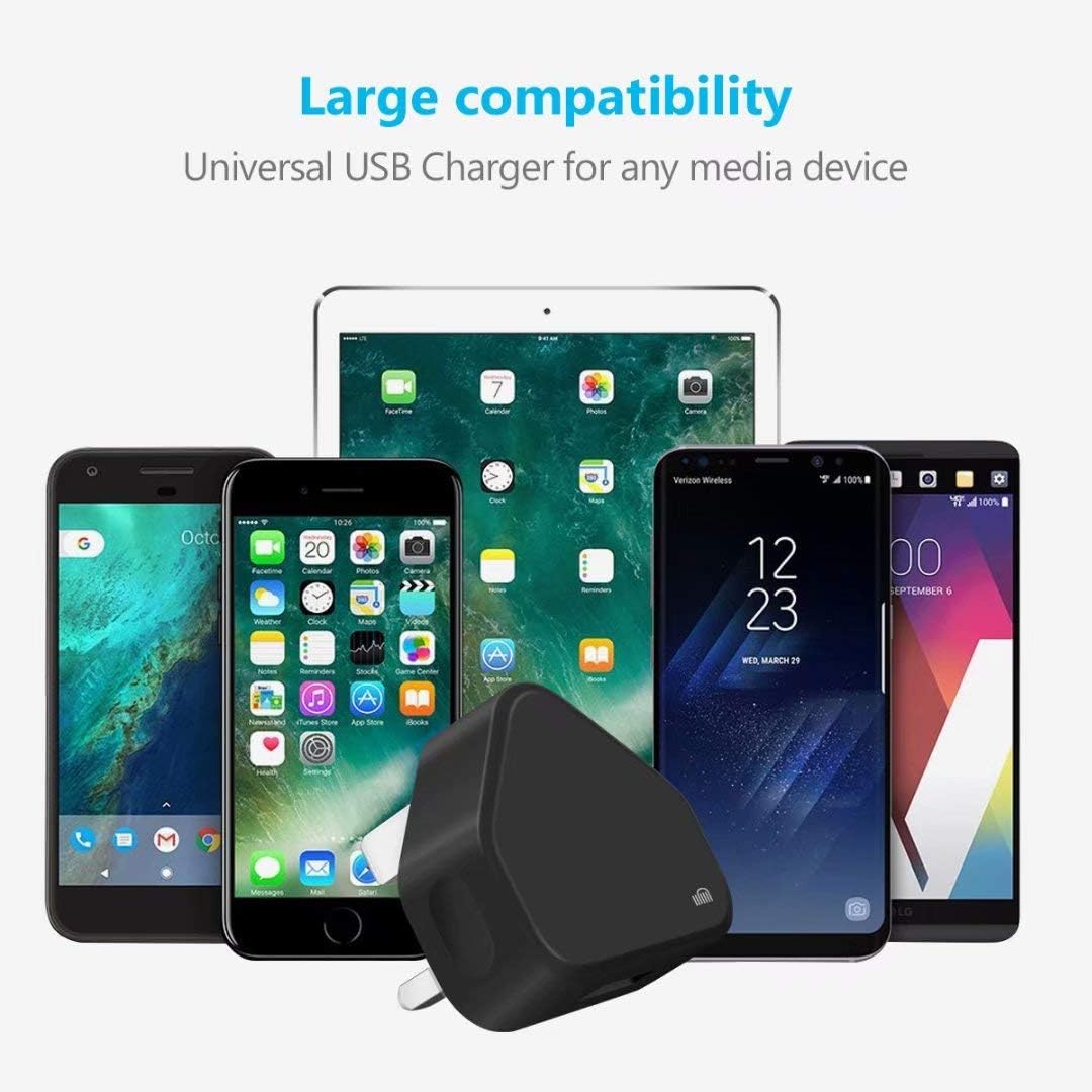 61NariE3IdL._AC_SL1080_ ameego USB Compact Universal UK Mains Charger 1000 mAh CE Approved Adapter Compatible with Mobile Phones iPhone 5 6 7 8 X iPod/Samsung Galaxy S2 3.4 S5 S6 S7 S8 S9/Smart phones/Media devices (Black)