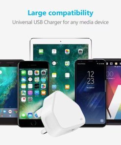 USB Compact Universal UK Mains Charger 1000 mAh CE Approved Adapter Cable Compatible with Mobile Phones iPhone 5 6 7 8 X iPod/Samsung Galaxy S2 3.4 S5 S6 S7 S8 S9/Smart phones /Media devices (White)