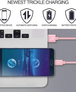 AMGO [3Pack 1m+2m+3m] High Speed Strong Nylon Braided Tangle-Free 3.1A Micro USB Data Charge Cable for Samsung, HTC, Nokia, Sony, Kindle,Speaker, Power bank and More Micro USB Devices (Rose Gold)
