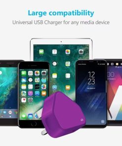 USB Compact Universal UK Mains Charger 1000 mAh CE Approved Adapter Cable Compatible with Mobile Phones iPhone 5 6 7 8 X iPod/Samsung Galaxy S2 3.4 S5 S6 S7 S8 S9/Smart phones /Media devices (Purple)