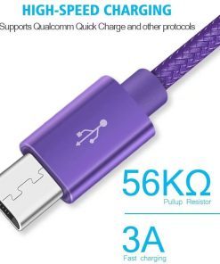 AMGO [3Pack 1m+2m+3m] High Speed Strong Nylon Braided Tangle-Free 3.1A Micro USB Data Charge Cable for Samsung, HTC, Nokia, Sony, Kindle,Speaker, Power bank and More Micro USB Devices (Purple)