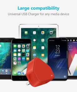 USB Compact Universal UK Mains Charger 1000 mAh CE Approved Adapter Cable Compatible with Mobile Phones iPhone 5 6 7 8 X iPod/Samsung Galaxy S2 3.4 S5 S6 S7 S8 S9/Smart phones /Media devices (Red)
