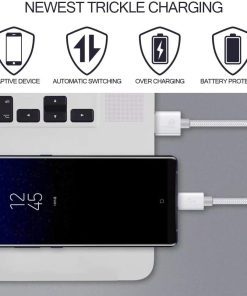 AMGO [3Pack 1m+2m+3m] 3.1A High Speed strong Nylon Braided USB C 3.1 Type-C Data Sync Charging Reversible Charge Cable for mobile phones, Nintendo Switch all Type-C Devices (White)