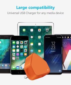 USB Compact Universal UK Mains Charger 1000 mAh CE Approved Adapter Cable Compatible with Mobile Phones iPhone 5 6 7 8 X iPod/Samsung Galaxy S2 3.4 S5 S6 S7 S8 S9/Smart phones /Media devices (Orange)