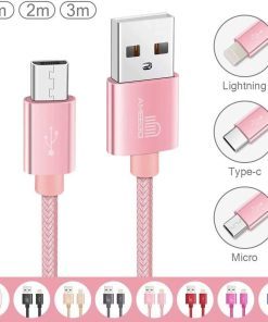 AMGO 3-Pack High Speed Micro USB Cable Set - Rose Gold