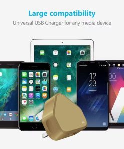USB Compact Universal UK Mains Charger 1000 mAh CE Approved Adapter Cable Compatible with Mobile Phones iPhone 5 6 7 8 X iPod/Samsung Galaxy S2 3.4 S5 S6 S7 S8 S9/Smart phones /Media devices (Gold)