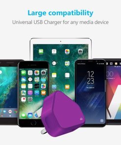 USB Compact Universal UK Mains Charger 1000 mAh CE Approved Adapter Cable Compatible with Mobile Phones iPhone 5 6 7 8 X iPod/Samsung Galaxy S2 3.4 S5 S6 S7 S8 S9/Smart phones /Media devices (Purple)