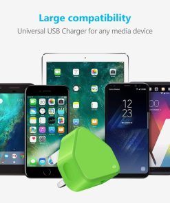 USB Compact Universal UK Mains Charger 1000 mAh CE Approved Adapter Cable Compatible with Mobile Phones iPhone 5 6 7 8 X iPod/Samsung Galaxy S2 3.4 S5 S6 S7 S8 S9/Smart phones /Media devices (Green)