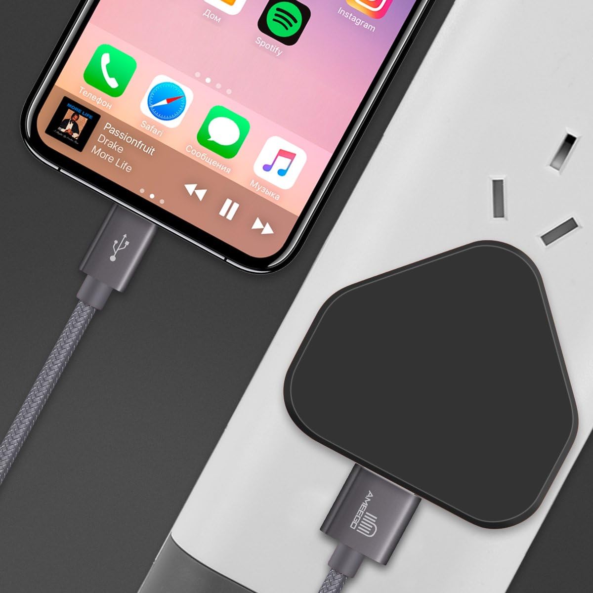 71PKP1REJWL._AC_SL1200_ ameego USB Compact Universal UK Mains Charger 1000 mAh CE Approved Adapter Compatible with Mobile Phones iPhone 5 6 7 8 X iPod/Samsung Galaxy S2 3.4 S5 S6 S7 S8 S9/Smart phones/Media devices (Black)